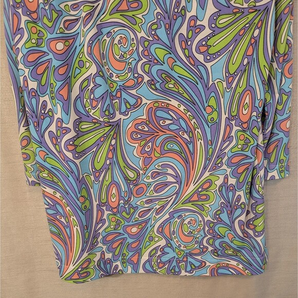 Groovy 60s 70s Multicolored Psychedelic Paisley Long Sleeve XL Tunic Hippie - Picture 11 of 12